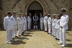 Australian Naval Cadets from T.S Perth forming a Guard of Honour with Chaplain Franco Siani RAN.