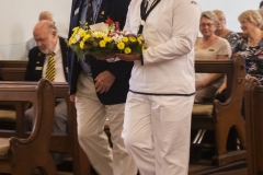 Trevor Vincent laying a wreath on behalf of the Navy League Australia, WA Divison.
